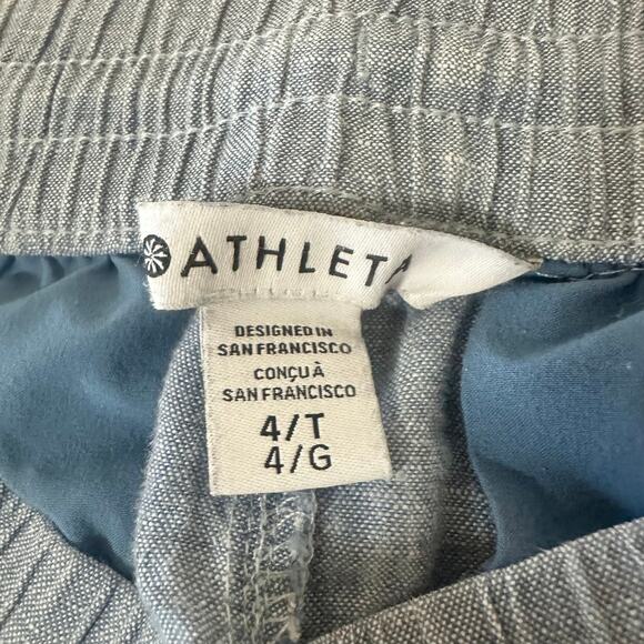 Athleta Retreat Linen Jogger Chambray Blue Size 4 Tall EUC - Picture 5 of 7